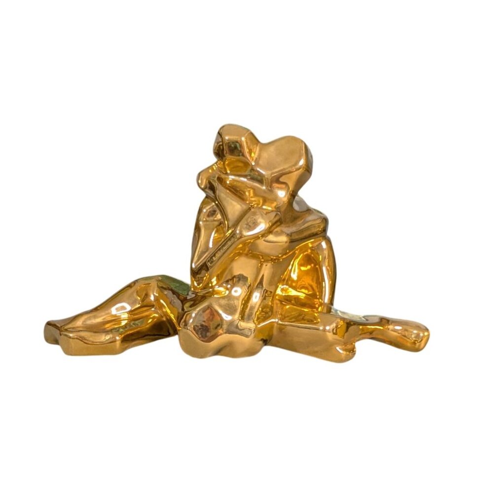 Jaru 1976 Gold Ceramic Lovers Sculpture